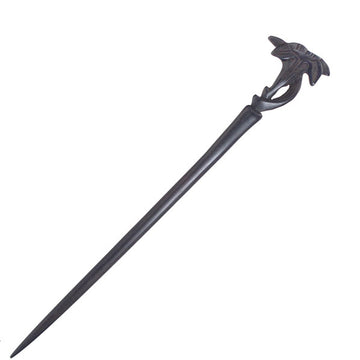 CrystalMood Handmade Carved Wood Hair Stick Lily 7.35" Ebony